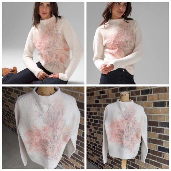NWT Mock Neck Embellished Floral Sweater - Picture 1 of 11